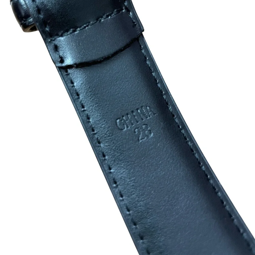 Womens Black Faux Leather Belt‎ Silver Buckle Size 28 Fashion Accessory